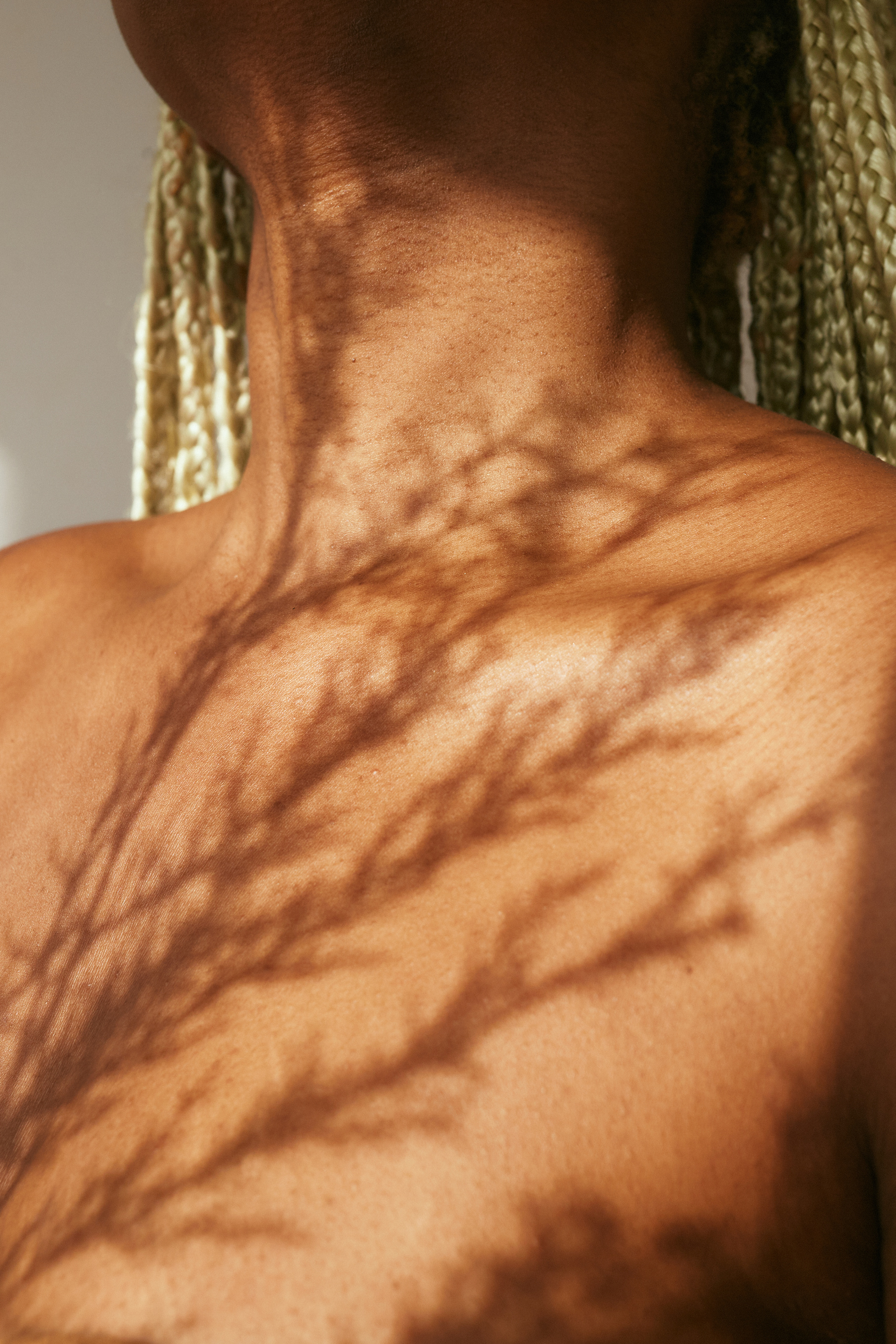 Shadow of Leaves on Woman's Body